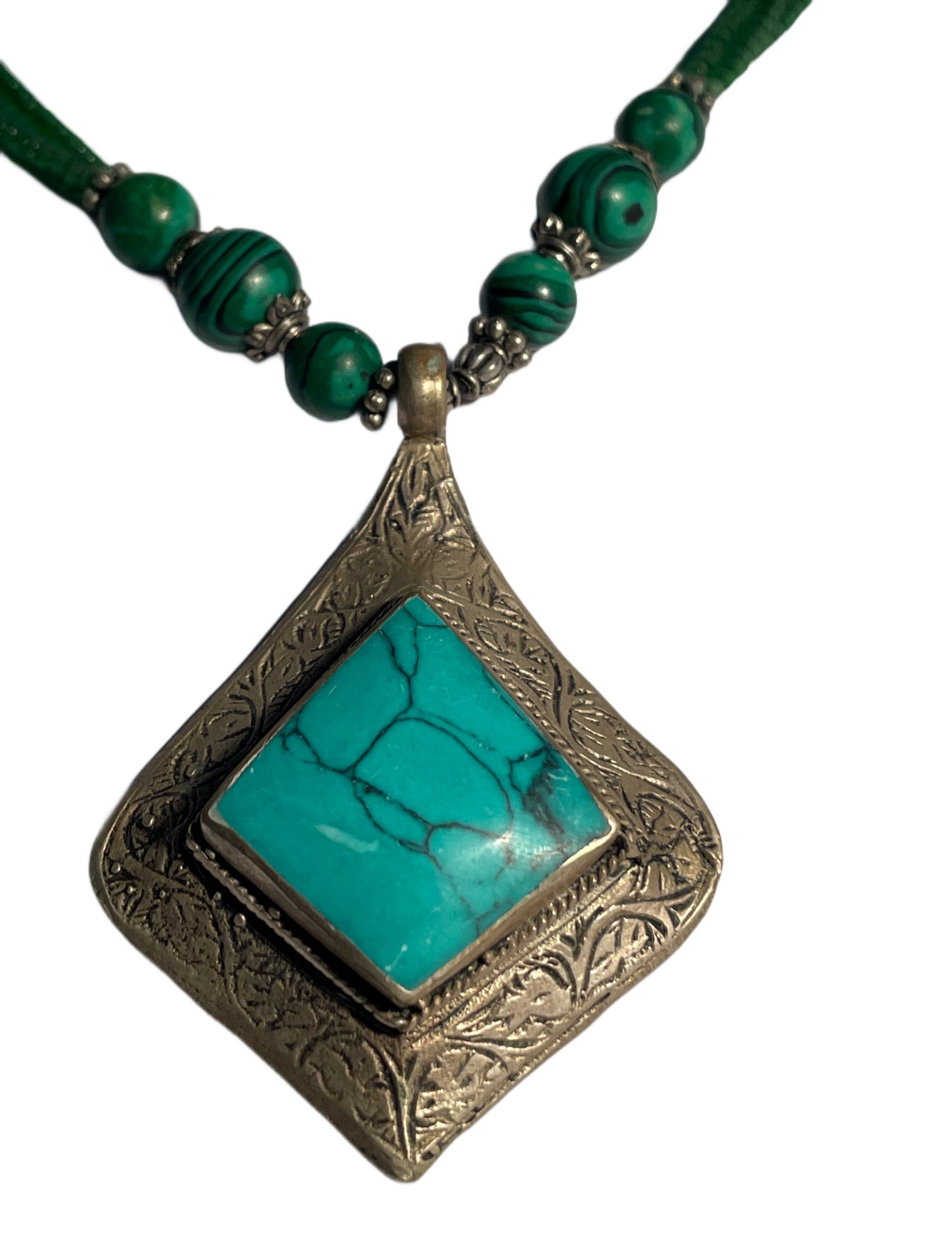 Medallón Plata Hindú de Turquesa