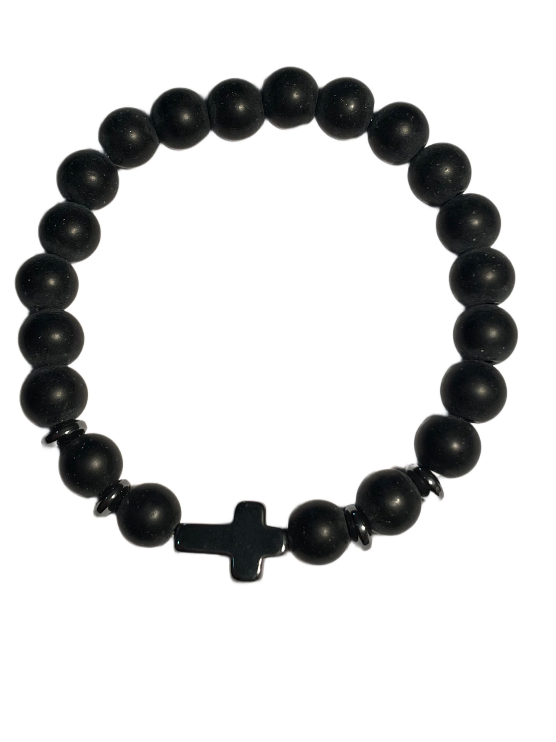 Pulsera Hombre Madera Cruz de Hematite