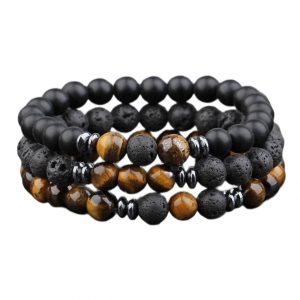 Pulsera Hombre Ojo Tigre y Lava