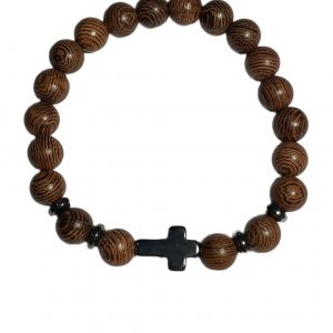 Pulsera Hombre Madera Cruz de Hematite