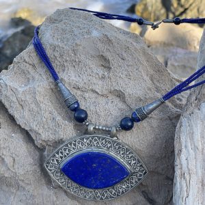 Medallón Plata Hindú Ojo Lapizázuli