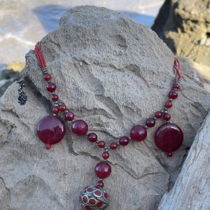 Medallón Bola Plata Hindú Cornalina