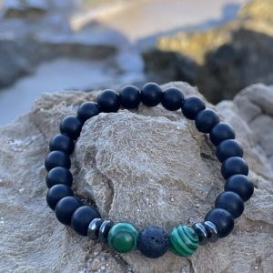 Pulsera Hombre Turmalina y Minerales